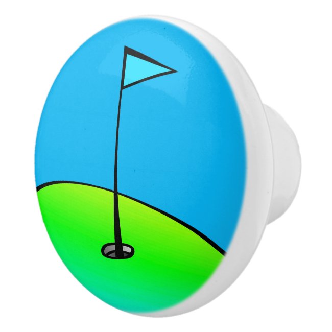Golf Lovers Blue and Green Ceramic Knob
