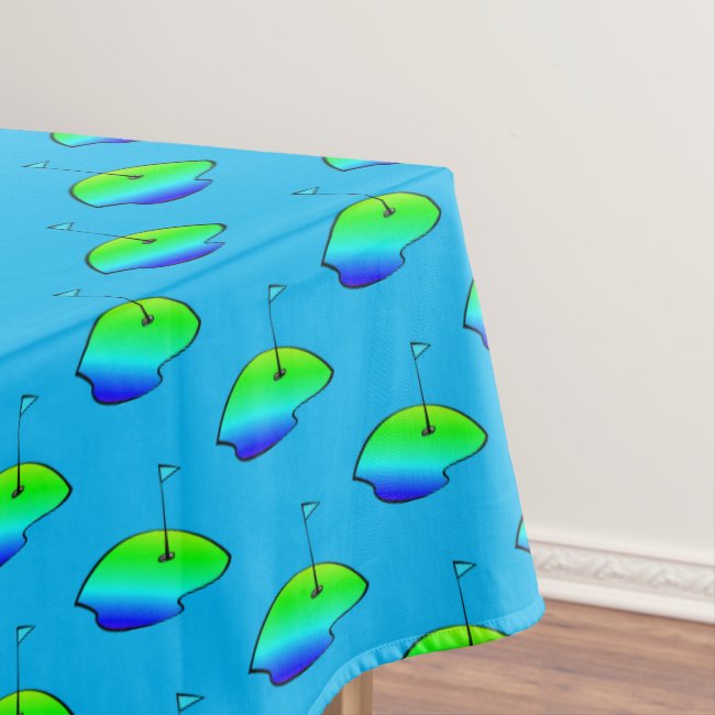 Golf Lovers Blue and Green Pattern Tablecloth