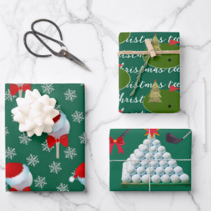 Golf Lover's Cheerful Holiday Wrapping Paper Sheets