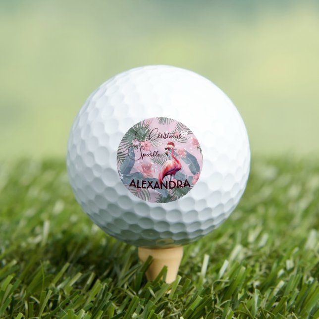 Golf Lovers Personal Christmas Flamingo  Golf Balls (Insitu Tee)