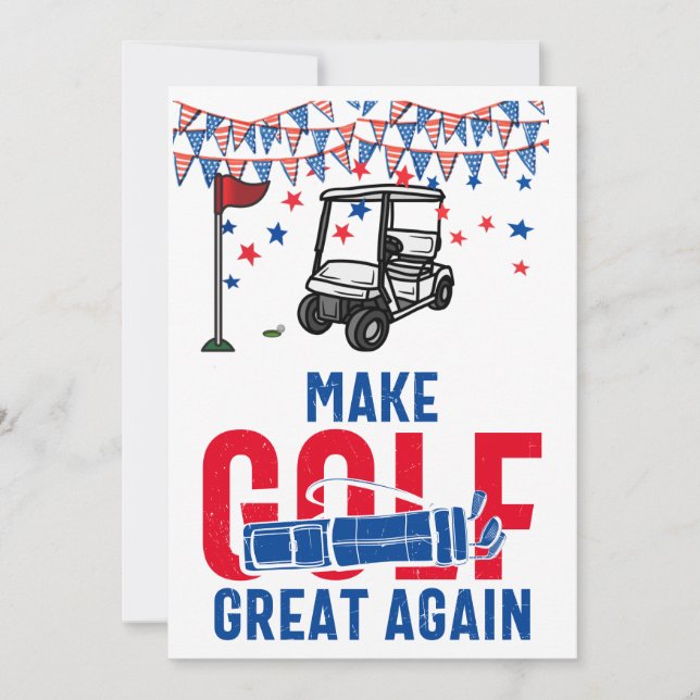Golf Make Golf Great Again  with flag of America  Invitation (Front)
