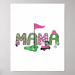 Golf Mama Pink Hole In One Golf 1st Birthday Girl  Poster