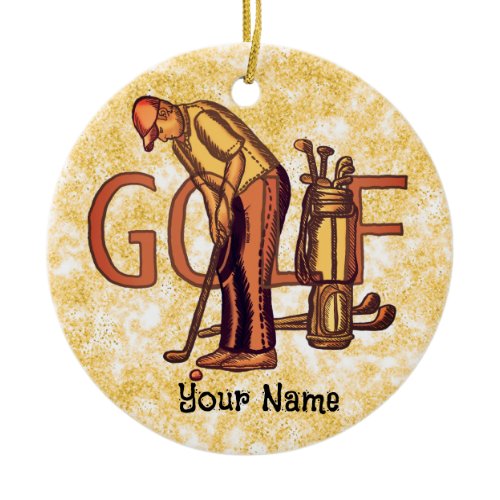 Golf Man Letters Ceramic Ornament