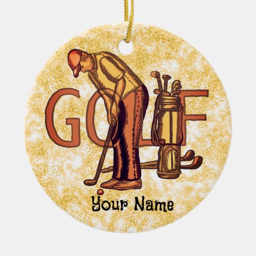 Golf Man Letters custom name Ceramic Ornament