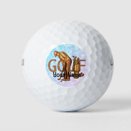 Golf Man Letters custom name Golf Balls
