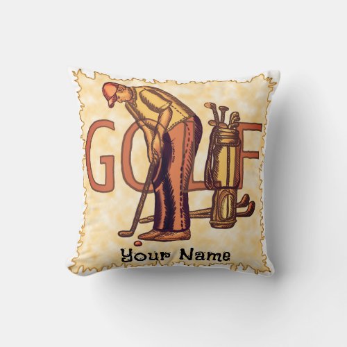 Golf Man Letters  Throw Pillow