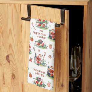 Golf May the course be with you Christmas Santa Kitchen Towel