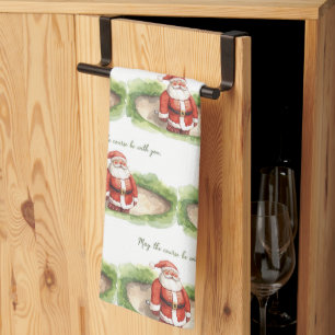Golf May the course be with you Christmas Santa Kitchen Towel