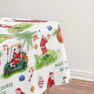 Golf May the course be with you Christmas Santa Tablecloth