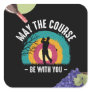Golf may the course be with you with wine design square sticker