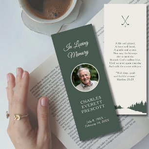 Golf Memorial Funeral Sympathy Photo Poem Bookmarks