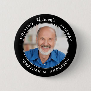 Golf Memorial Heaven Sympathy Golfer Photo Button