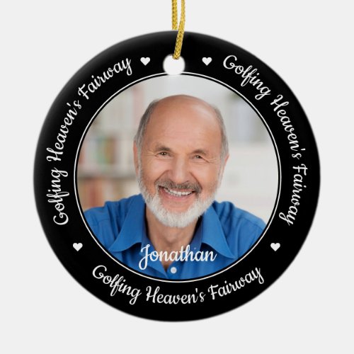 Golf Memorial Remembrance Heaven Golfer Photo Ceramic Ornament