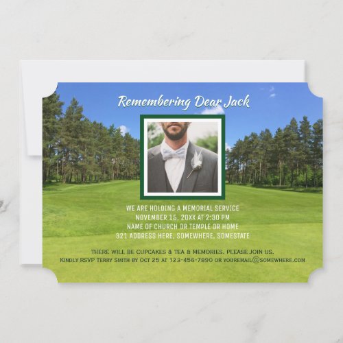 Golf Memorial Service Add Your Own Photo Golfer Invitation