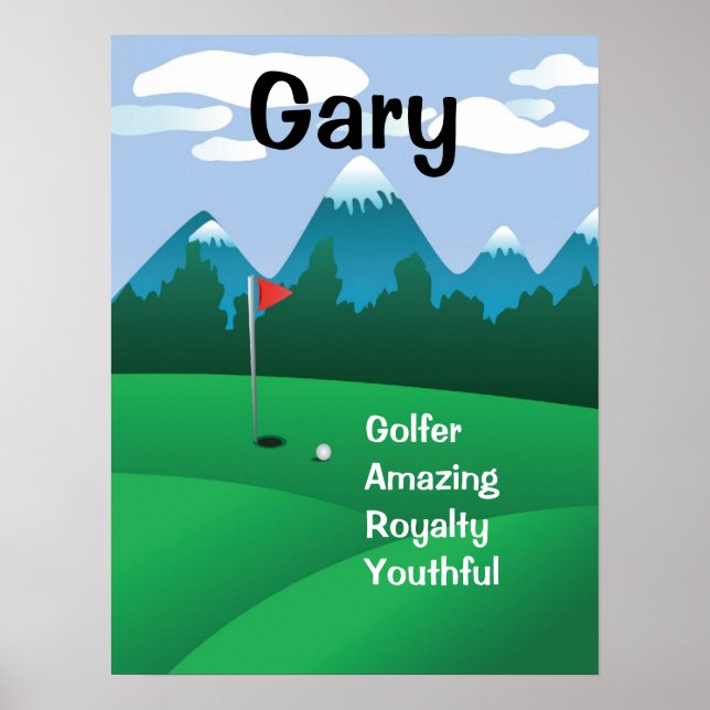 Golf Mens Womens Personalized Name Art Gift Print (Front)