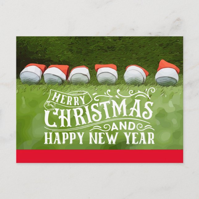 Golf Merry Christmas and happy new year Holiday Postcard (Front)