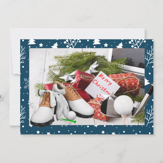 Golf Merry Christmas card to gifts to golfer  (Front)
