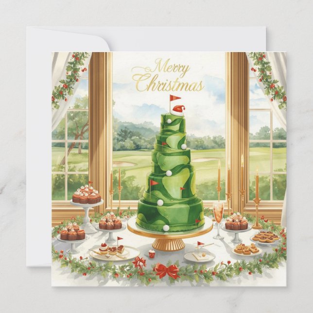 Golf Merry Christmas from Golf Course Clubhouse Holiday Card (Front)