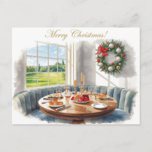 Golf Merry Christmas from Golf Course Clubhouse Holiday Postcard