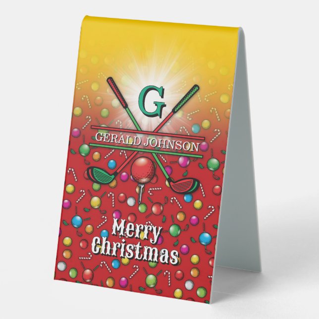 Golf Merry Christmas-Holiday Design Table Tent (Back)
