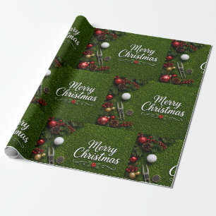 Golf Merry Christmas on Putting Green Holiday  Wrapping Paper