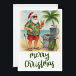 Golf Merry Christmas Santa Golfer Beach themed  Holiday Card<br><div class="desc">Celebrate a sunny and festive holiday season with this playful Golf Merry Christmas card. Featuring Santa Claus dressed as a golfer on a beautiful beach course, this card blends Christmas cheer with a tropical twist. Perfect for golf lovers and those who enjoy a warm-weather holiday season, this beach-themed card will...</div>