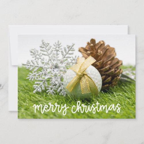 Golf Merry Christmas to Golfer with golf ball   Holiday Card