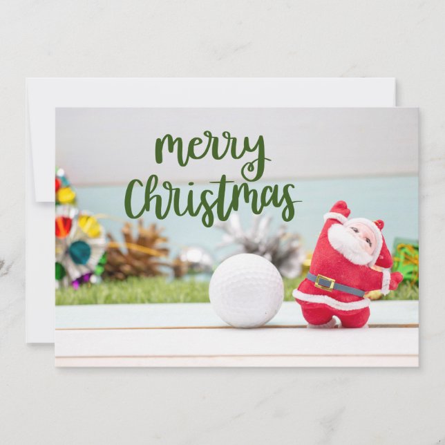 Golf Merry Christmas to Golfer with Santa Claus Ho Holiday Card (Front)