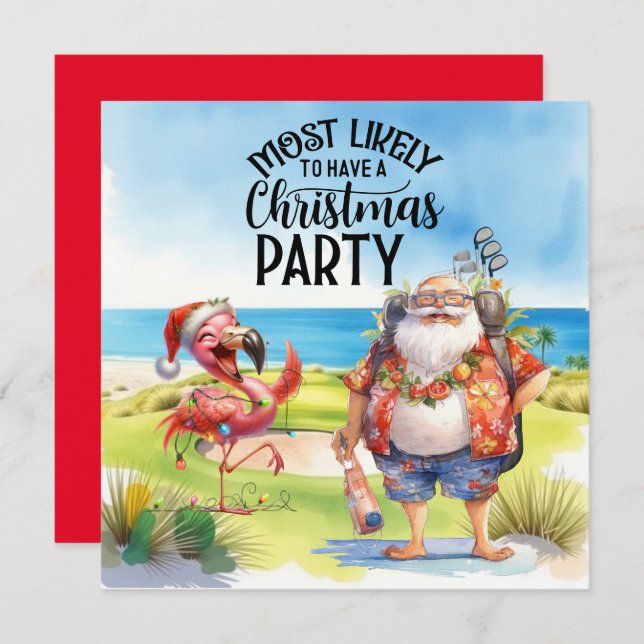 Golf Merry Christmas with Santa and flamingo (Front/Back)