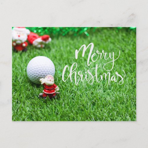 Golf Merry Christmas with  Santa Claus and ball Postcard