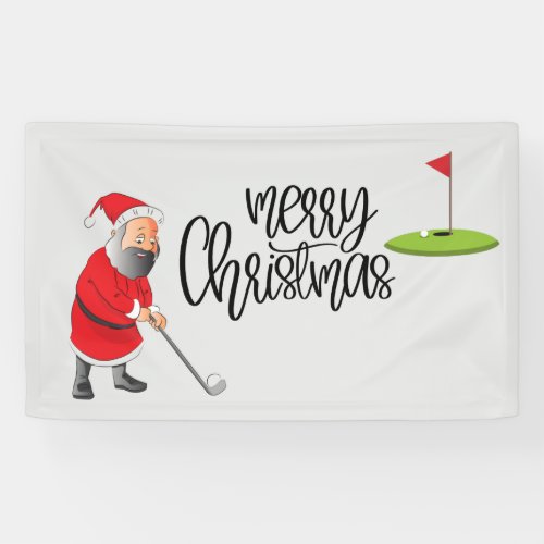 Golf Merry Christmas with Santa Claus and flag  Banner