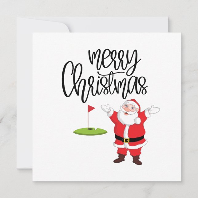 Golf Merry Christmas with Santa Claus at flag   (Front)
