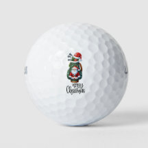 Golf Merry Christmas with Santa Claus at flag