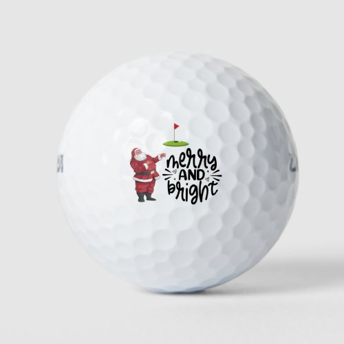 Golf Merry Christmas with Santa Claus at flag  Gol Golf Balls