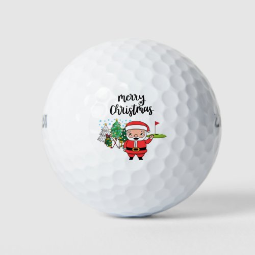 Golf Merry Christmas with Santa Claus at flag  Gol Golf Balls