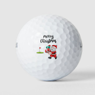 Golf Merry Christmas with Santa Claus at flag    Golf Balls