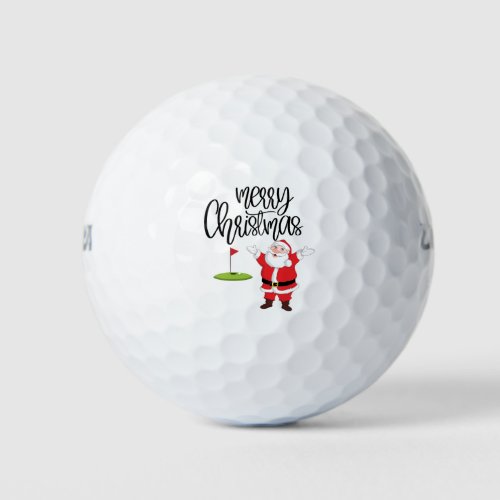 Golf Merry Christmas with Santa Claus at flag  Golf Balls