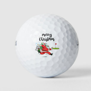 Golf Merry Christmas with Santa Claus at flag Golf Balls