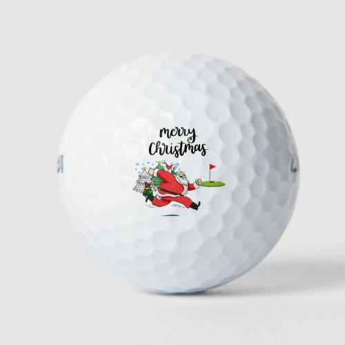 Golf Merry Christmas with Santa Claus at flag  Golf Balls