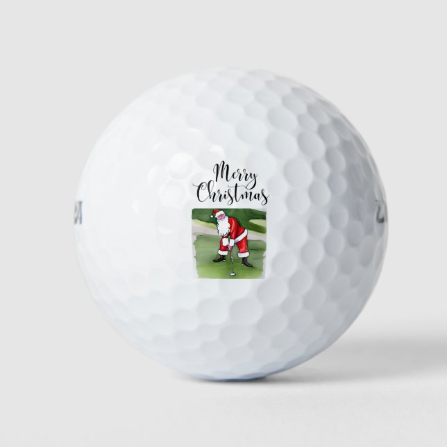 Golf Merry Christmas with Santa Claus Balls (Front)