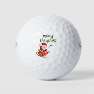 Golf Merry Christmas with Santa Claus golfing Golf Balls