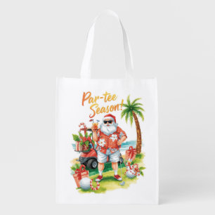 Golf Merry Christmas with Santa Claus Grocery Bag