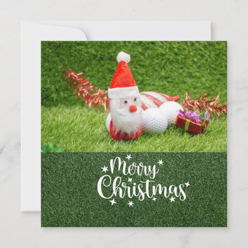 Golf Merry Christmas with Santa Claus  Holiday Card