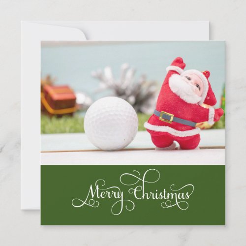 Golf Merry Christmas with Santa Claus  Holiday Card