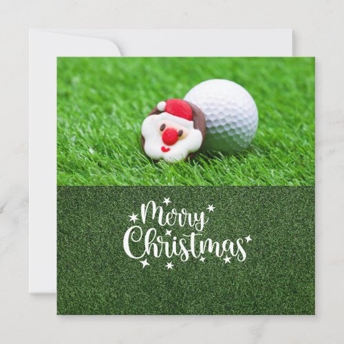 Golf Merry Christmas with Santa Claus  Holiday Card