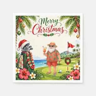 Golf Merry Christmas with Santa Claus Napkins