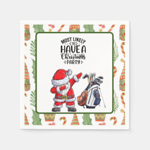 Golf Merry Christmas with Santa Claus Napkins