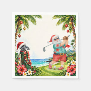Golf Merry Christmas with Santa Claus Napkins