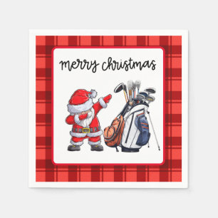 Golf Merry Christmas with Santa Claus Napkins