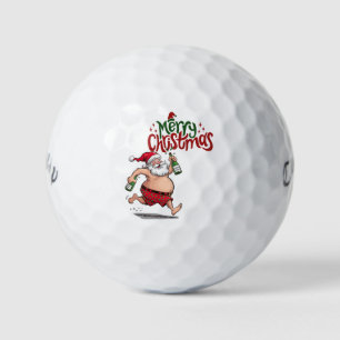 Golf Merry  Christmas with Santa Claus to golfer  Balls